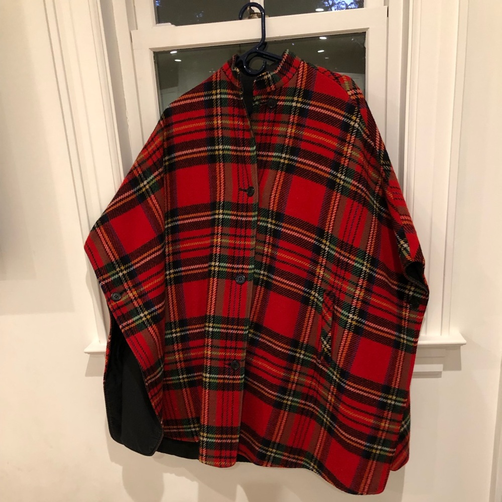 Vintage Wool tartan plaid cape size 12
